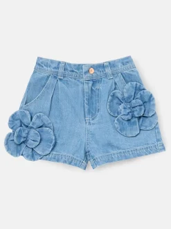 Angel & Rocket Blue Eden 3D Flower Denim Shorts