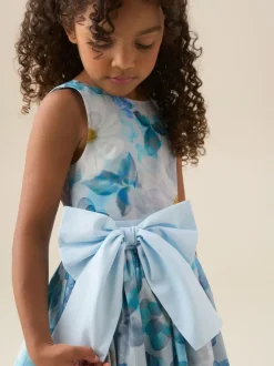 Angel & Rocket Blue Elisa Print Bow Back Dress