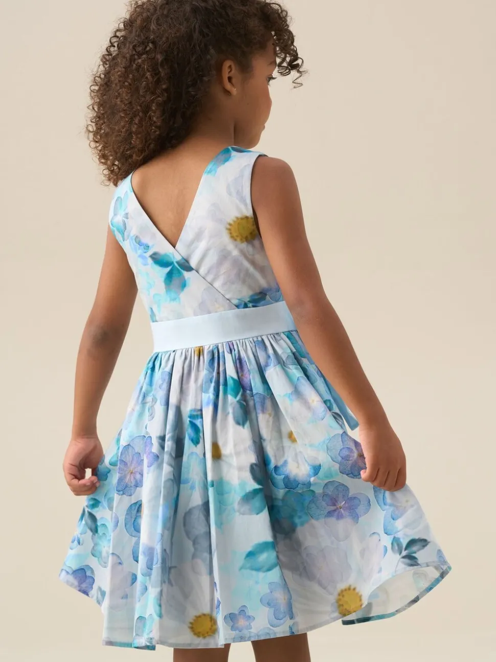 Angel & Rocket Blue Elisa Print Bow Back Dress