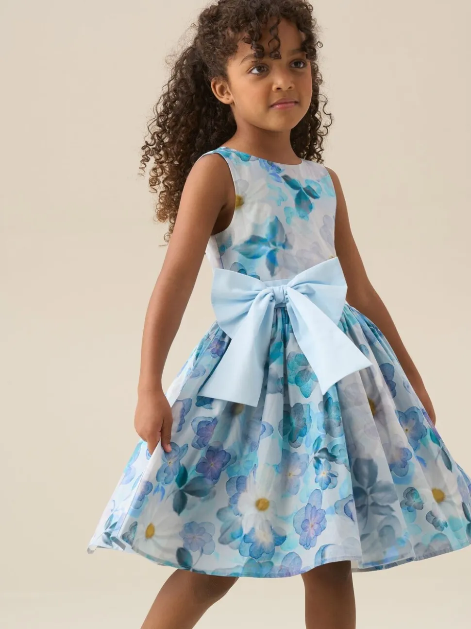 Angel & Rocket Blue Elisa Print Bow Back Dress