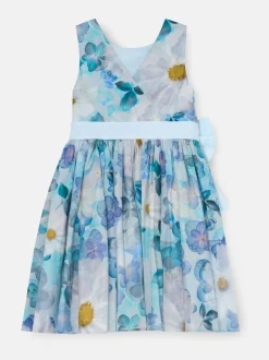 Angel & Rocket Blue Elisa Print Bow Back Dress