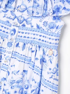 Angel & Rocket Blue Ellery Print Ruffle Sleeve Dress