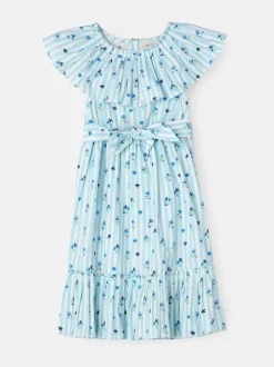 Angel & Rocket Blue Flori Pleated Collar 100% Cotton Dress