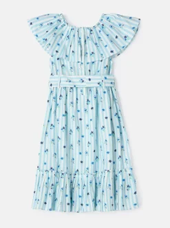 Angel & Rocket Blue Flori Pleated Collar 100% Cotton Dress