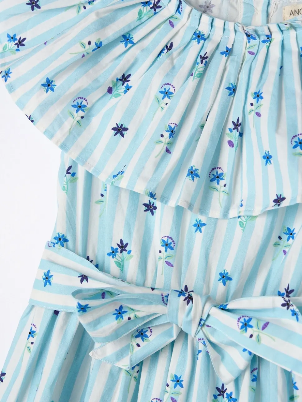 Angel & Rocket Blue Flori Pleated Collar 100% Cotton Dress
