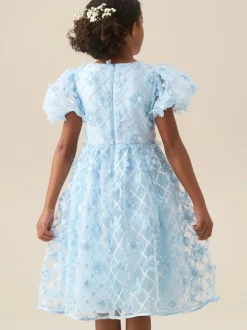 Angel & Rocket Blue Francine Embellished Puff Sleeve Dress