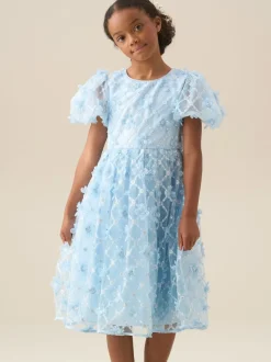 Angel & Rocket Blue Francine Embellished Puff Sleeve Dress