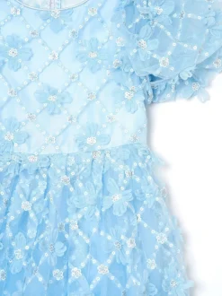 Angel & Rocket Blue Francine Embellished Puff Sleeve Dress