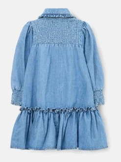 Angel & Rocket Blue Harper Shirred Denim Shirt Dress