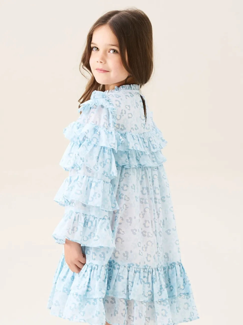Angel & Rocket Blue Imogen Leopard Print Frill Dress