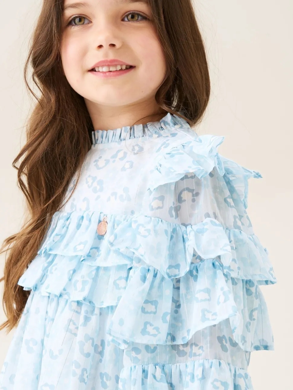 Angel & Rocket Blue Imogen Leopard Print Frill Dress