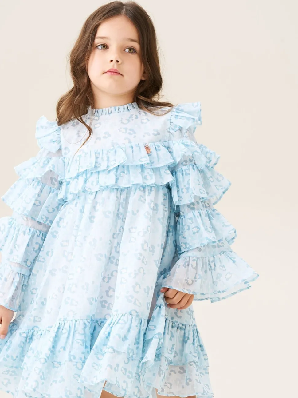 Angel & Rocket Blue Imogen Leopard Print Frill Dress