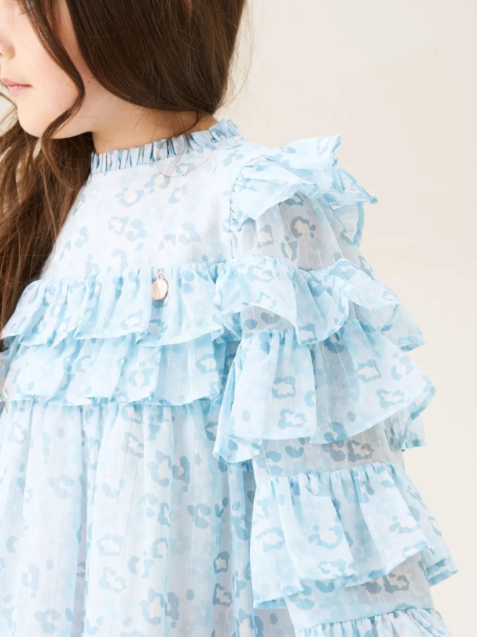 Angel & Rocket Blue Imogen Leopard Print Frill Dress