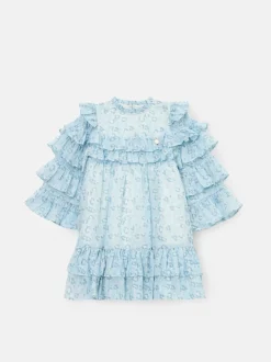 Angel & Rocket Blue Imogen Leopard Print Frill Dress