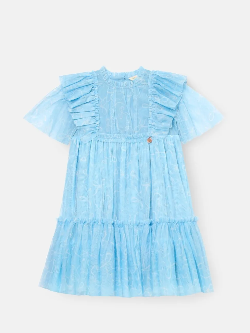 Angel & Rocket Blue Juliana Printed Frill Mesh Dress