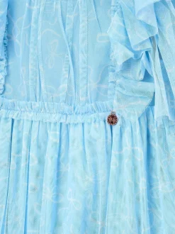 Angel & Rocket Blue Juliana Printed Frill Mesh Dress