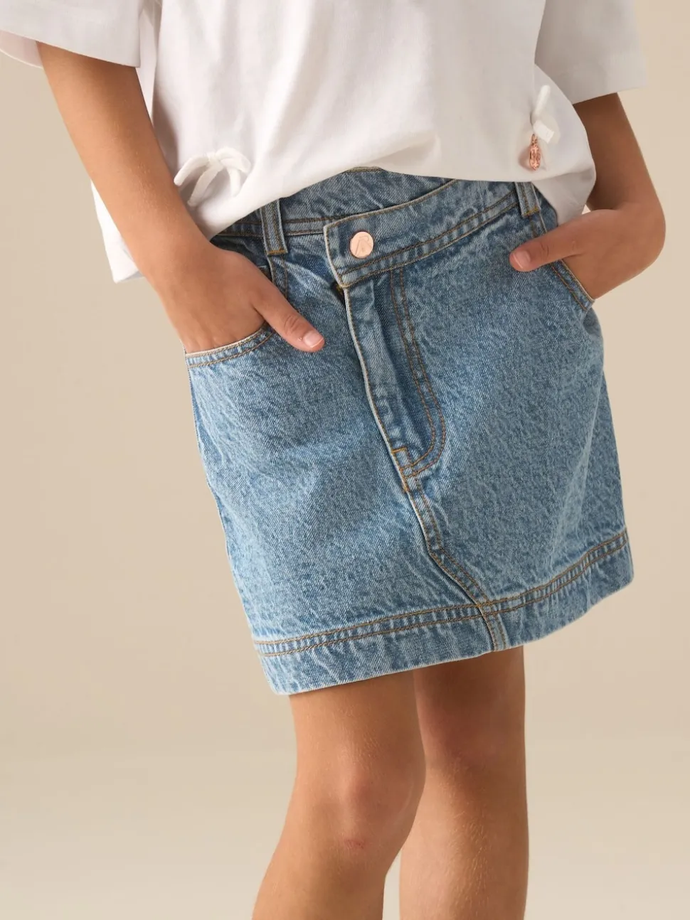 Angel & Rocket Blue Kendal Aysmmetric Waist Denim Mini Skirt