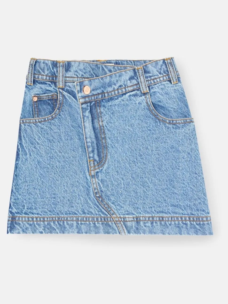 Angel & Rocket Blue Kendal Aysmmetric Waist Denim Mini Skirt