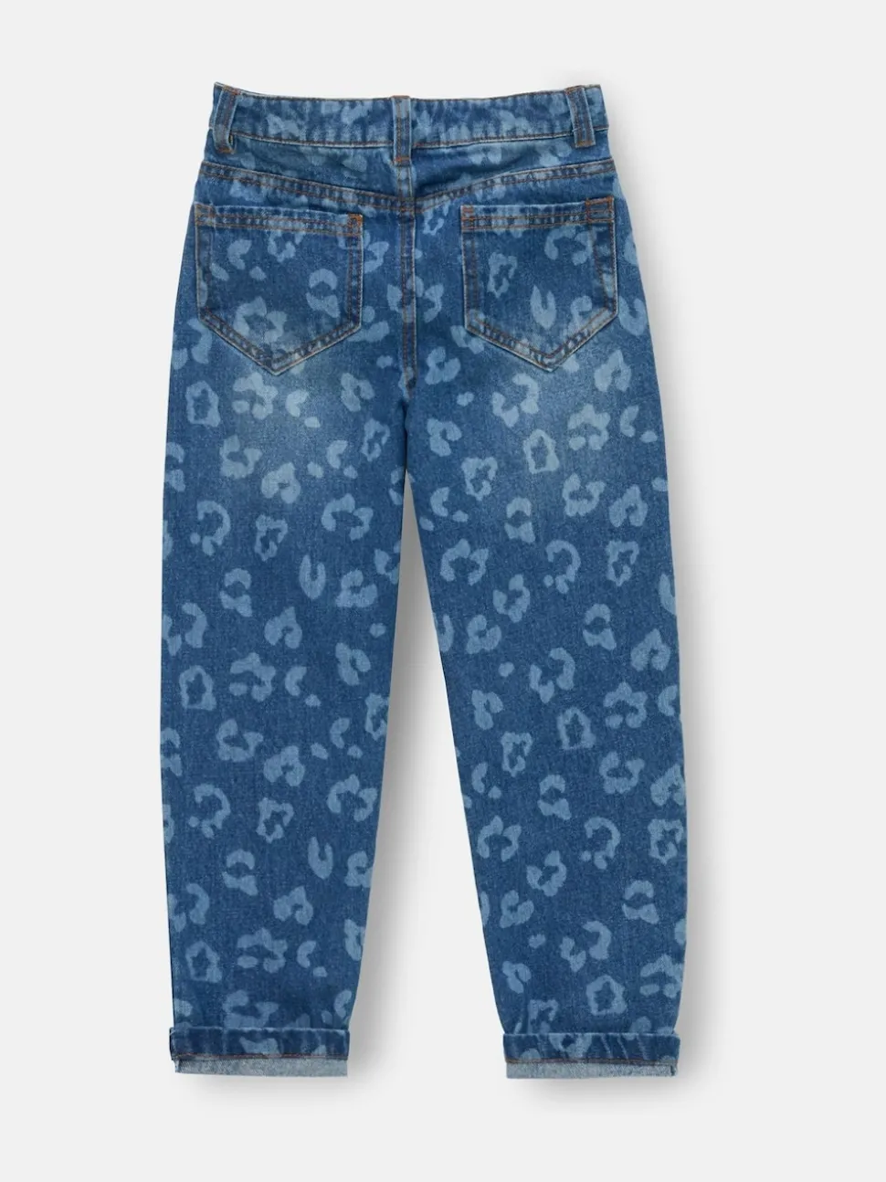 Angel & Rocket Blue Kendal Leopard Print Denim Barrel Leg Jeans