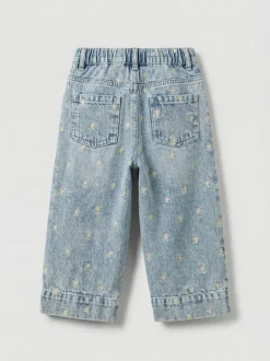 Angel & Rocket Blue Kiki Embroidered Daisy Wide Leg Jeans