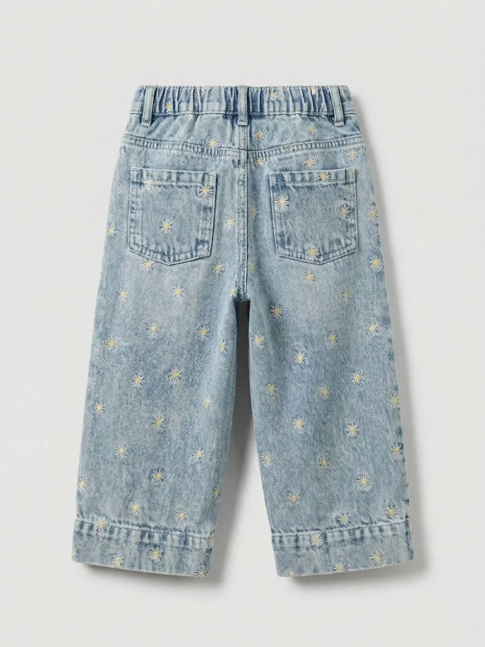 Angel & Rocket Blue Kiki Embroidered Daisy Wide Leg Jeans