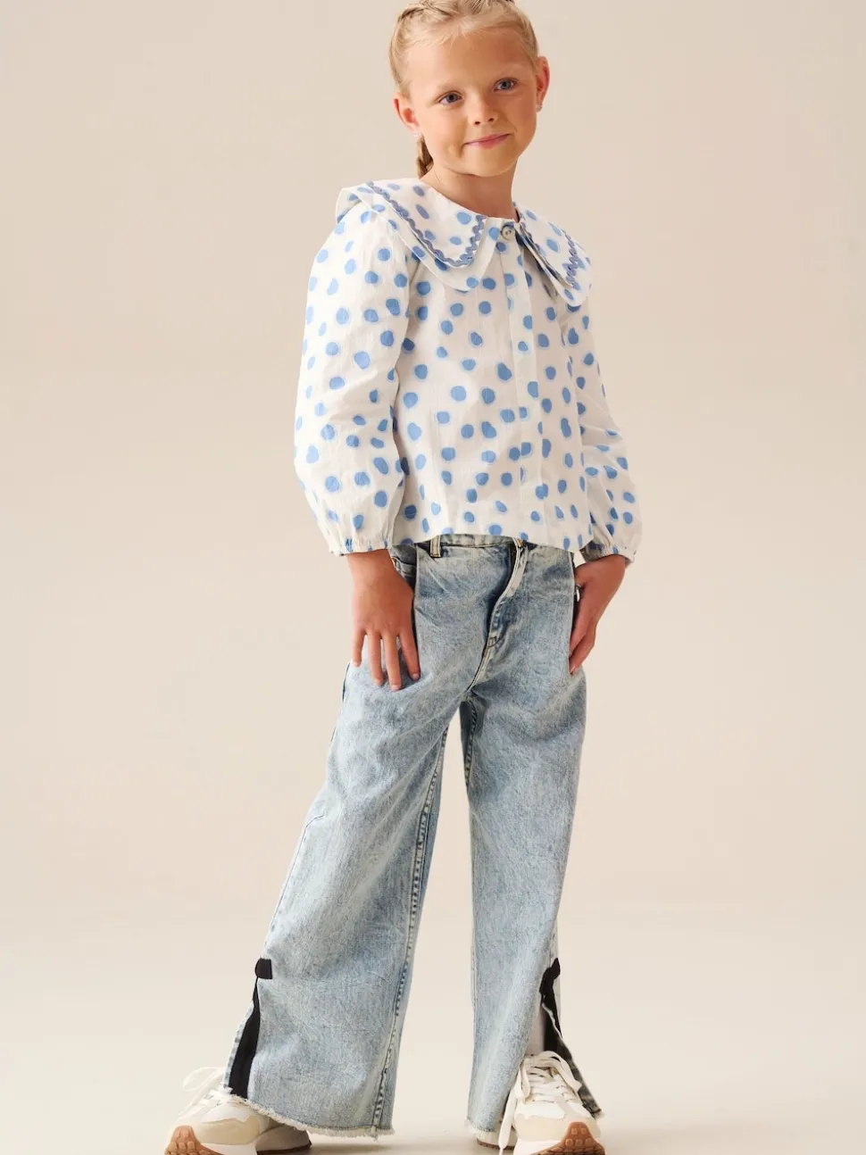 Angel & Rocket Blue Leonie Double Collar Spot Blouse