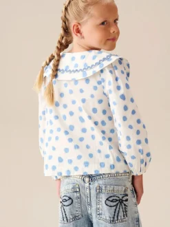 Angel & Rocket Blue Leonie Double Collar Spot Blouse