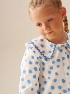 Angel & Rocket Blue Leonie Double Collar Spot Blouse