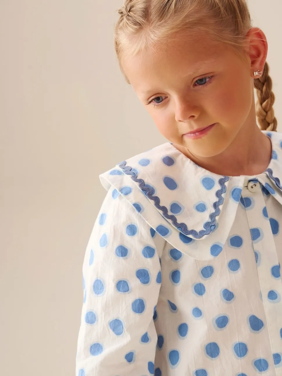 Angel & Rocket Blue Leonie Double Collar Spot Blouse