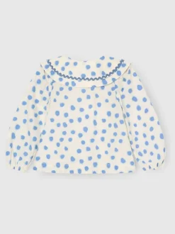Angel & Rocket Blue Leonie Double Collar Spot Blouse