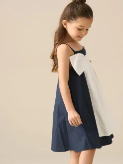 Angel & Rocket Blue Libby Navy Bow Front Dress