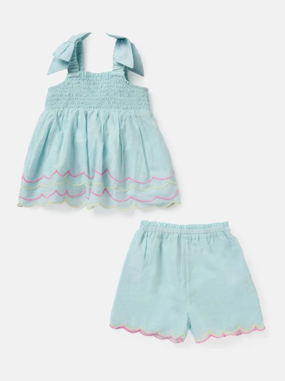 Angel & Rocket Blue Lina Embroidered 100% Cotton Top and Shorts Set