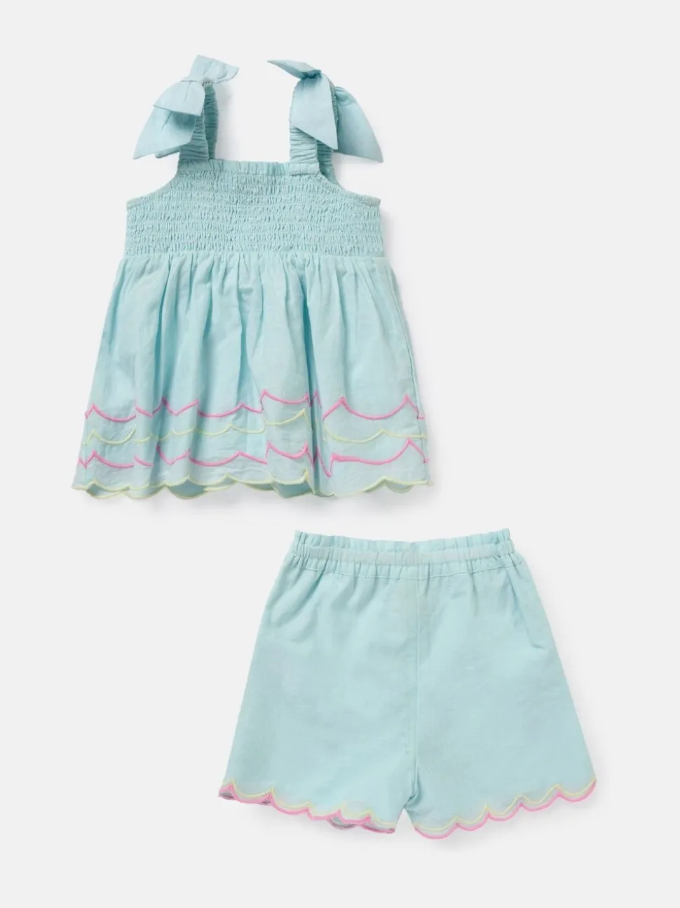 Angel & Rocket Blue Lina Embroidered 100% Cotton Top and Shorts Set