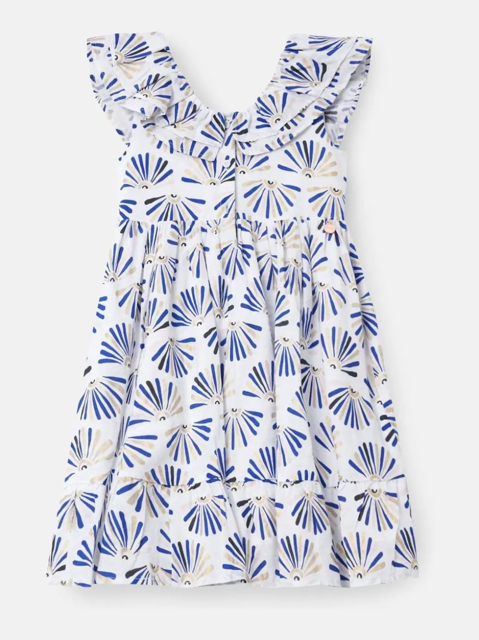 Angel & Rocket Blue Lina Frill Neck Print 100% Cotton Dress
