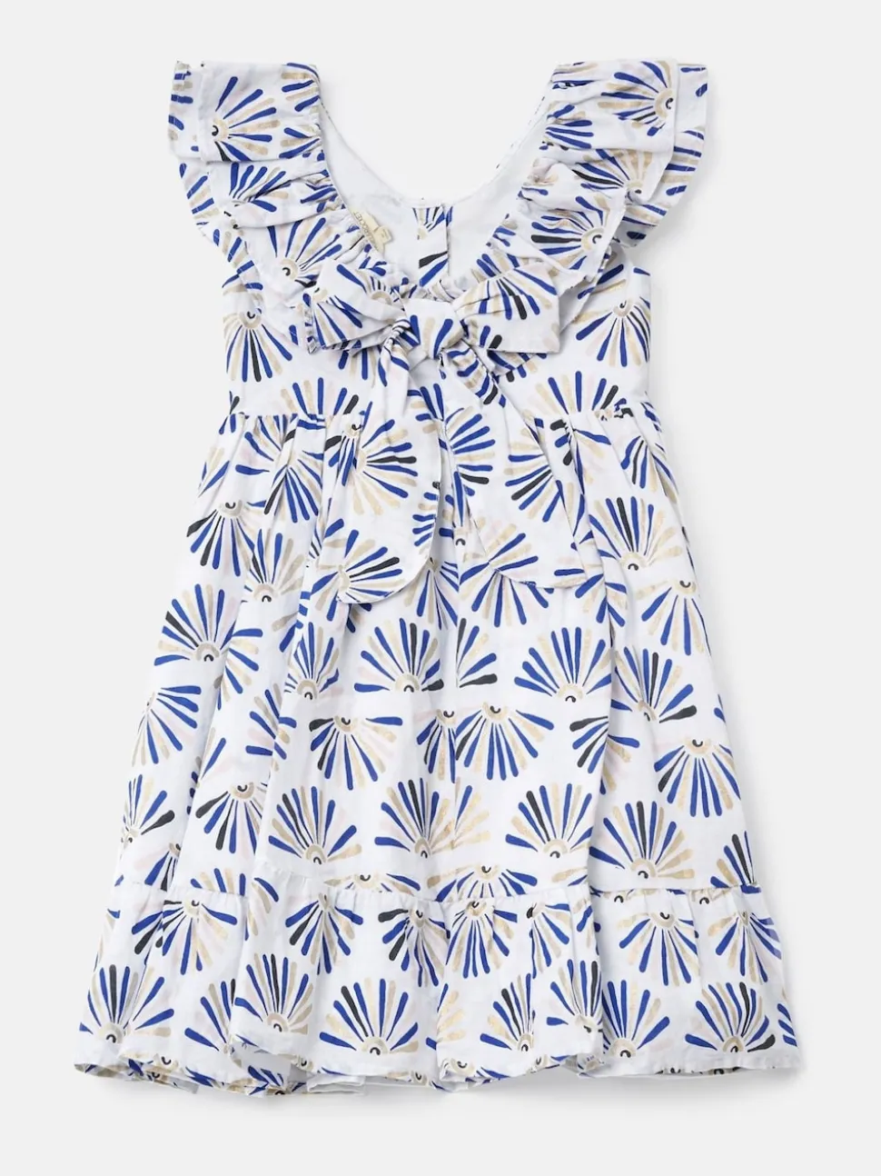 Angel & Rocket Blue Lina Frill Neck Print 100% Cotton Dress