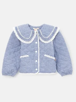 Angel & Rocket Blue Lottie Quilted Lace Trim Collar Jacket