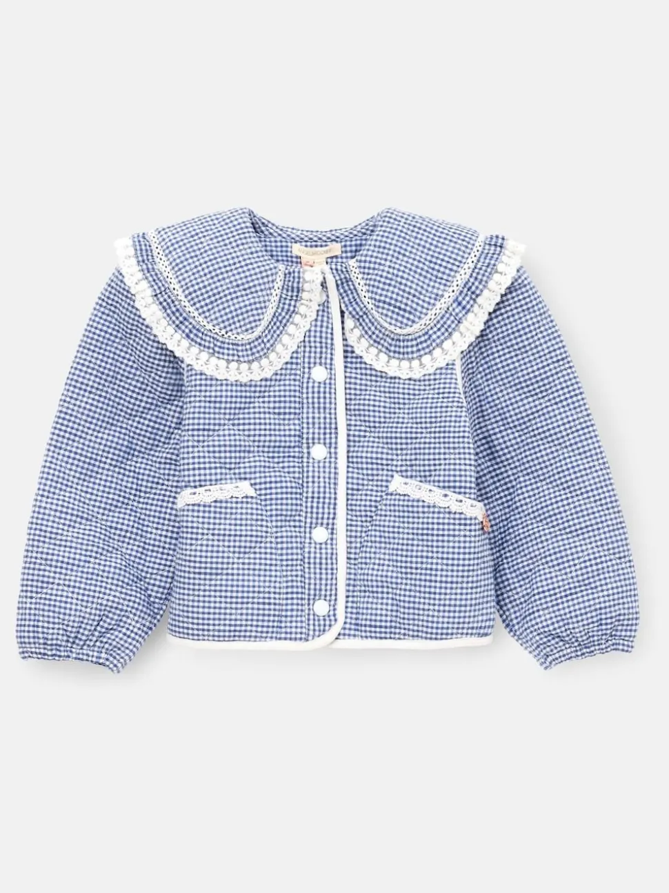 Angel & Rocket Blue Lottie Quilted Lace Trim Collar Jacket
