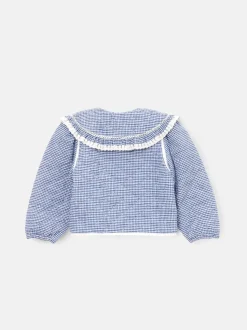 Angel & Rocket Blue Lottie Quilted Lace Trim Collar Jacket