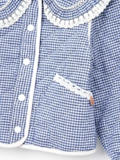 Angel & Rocket Blue Lottie Quilted Lace Trim Collar Jacket