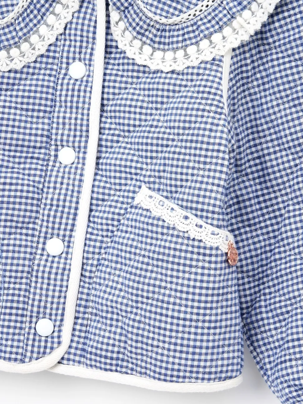 Angel & Rocket Blue Lottie Quilted Lace Trim Collar Jacket