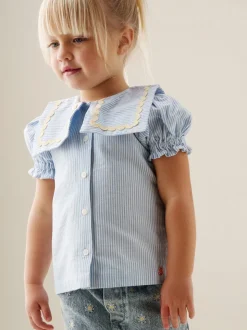 Angel & Rocket Blue Margo Ric Rac Collar Stripe Blouse