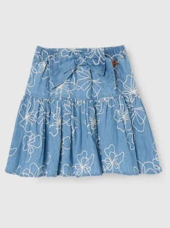 Angel & Rocket Blue Maya Embroidered Denim Bow Skirt