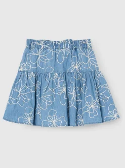 Angel & Rocket Blue Maya Embroidered Denim Bow Skirt