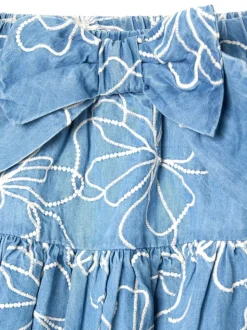 Angel & Rocket Blue Maya Embroidered Denim Bow Skirt