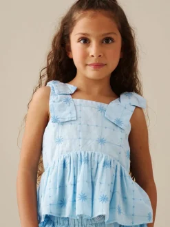 Angel & Rocket Blue Nellie Tie Detail Embroidered Cami