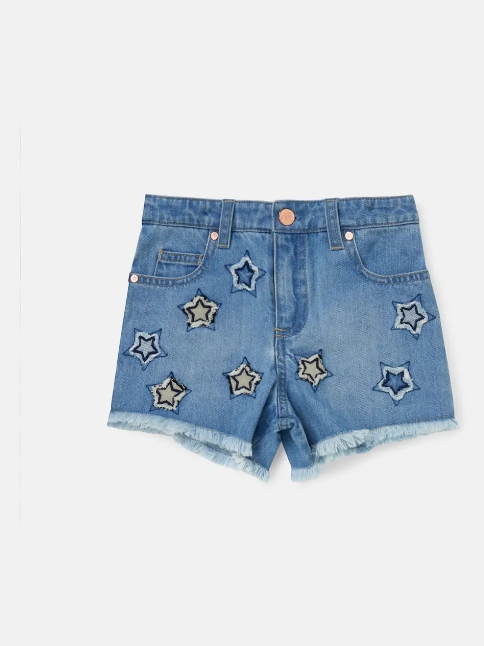 Angel & Rocket Blue Nina Star Applique 100% Cotton Denim Shorts