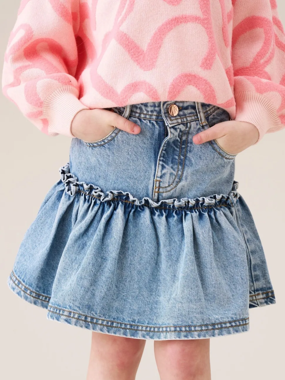 Angel & Rocket Blue Noemie Heart Pocket Denim Skirt