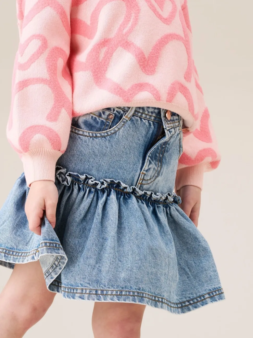 Angel & Rocket Blue Noemie Heart Pocket Denim Skirt