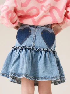 Angel & Rocket Blue Noemie Heart Pocket Denim Skirt