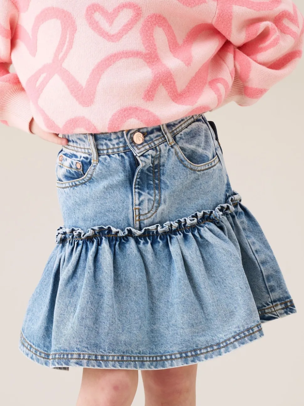 Angel & Rocket Blue Noemie Heart Pocket Denim Skirt